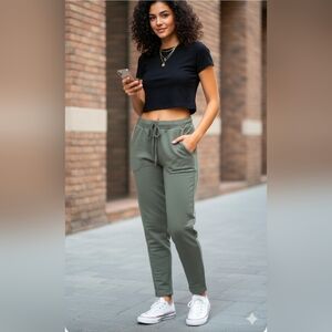 N Y Collection Sweat Type Pants Embellished Pockets  Olive Green Size Large